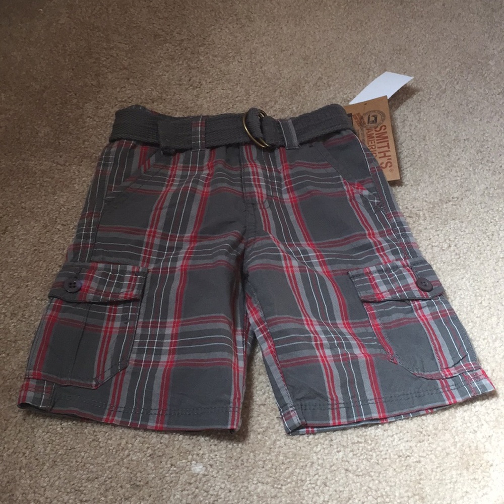 Grey and Red plaid shorts!